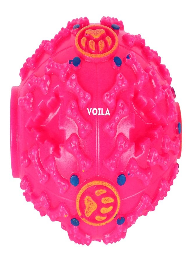 Voila Plastic Dog Toy Ball with Ring, Bouncy Fetch Ball with Handle for Easy Grip, Ideal for Small, Medium & Large Dogs, Fun Play & Teething Toy (Pack of 1) Pink - Image 3